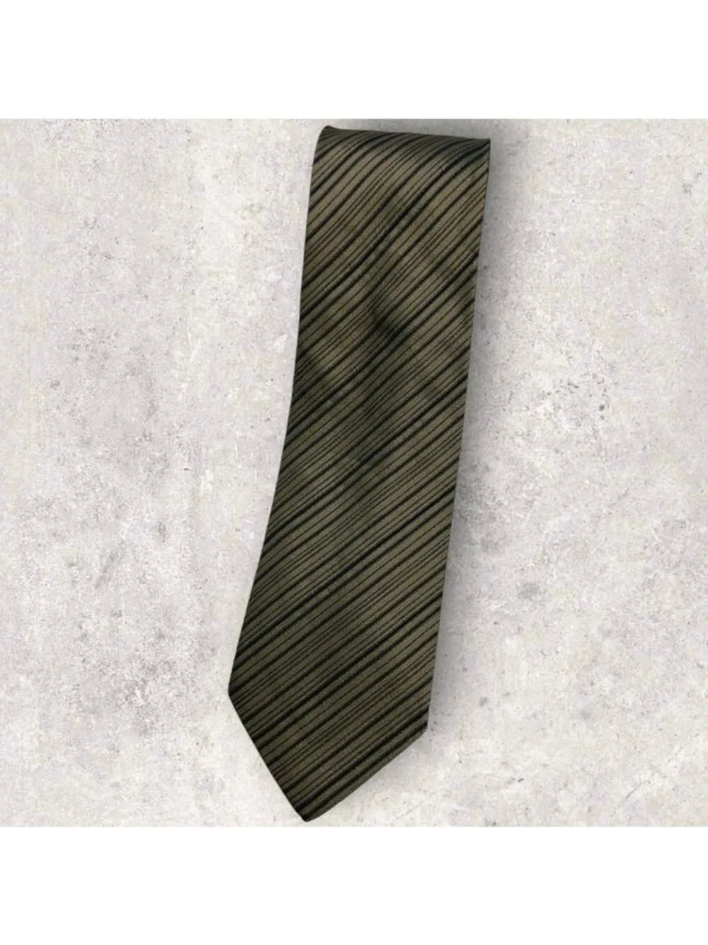 GUCCI Silk Tie ITALY Beige Black Striped W:3.7